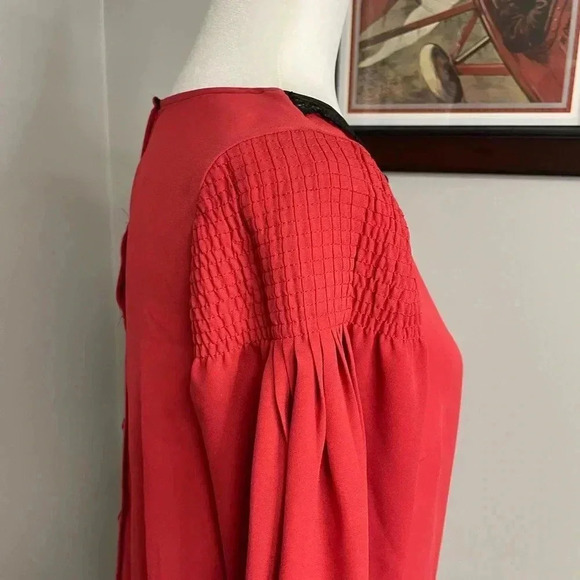 LC Lauren Conrad x Snow White Blouse Size Small Disney Red Lace Collared Button - Picture 3 of 6